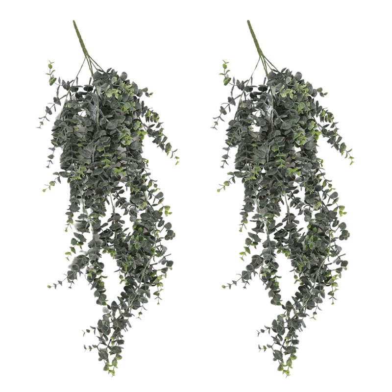Artificial Hanging Plants  30 Long Eucalyptus Greenery Bush Fake Plant for Office Home Dcor Indoor Outdoor Wall Accent  Set of 2 Frosted Green