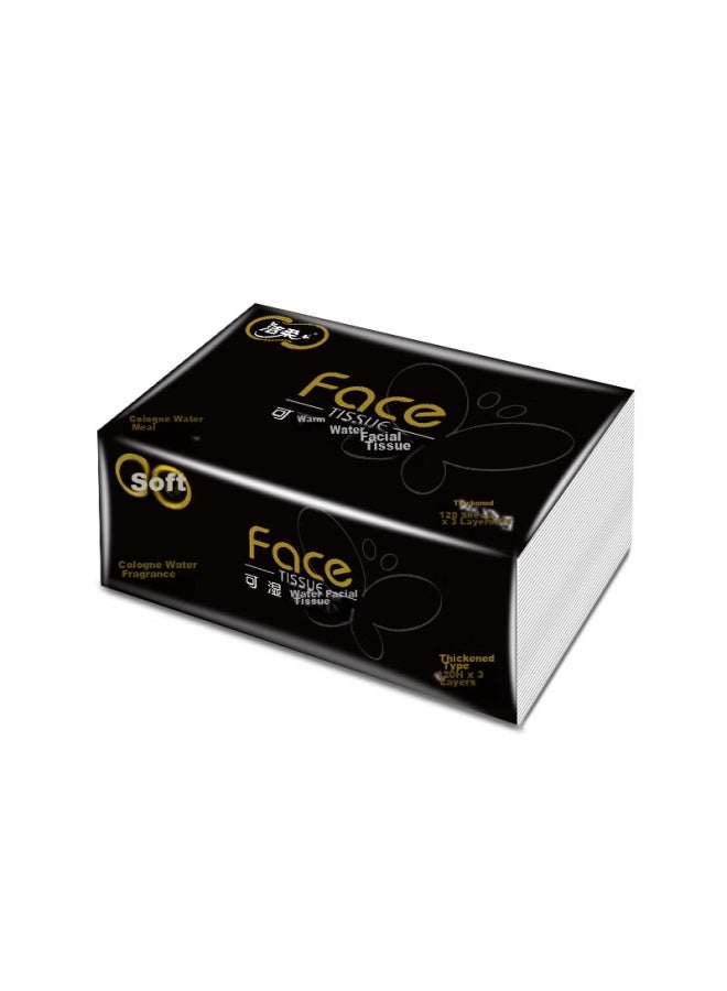 CS Jierou Facial Tissues, Black Face Cologne Scent, Extra Thick 3-ply 120 Sheets*6 Packs, Large Size Facial Tissues - Image 2