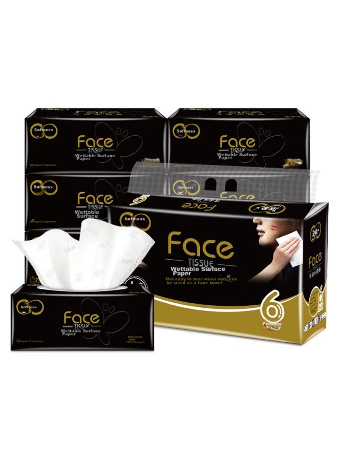CS Jierou Facial Tissues, Black Face Cologne Scent, Extra Thick 3-ply 120 Sheets*6 Packs, Large Size Facial Tissues - Image 1