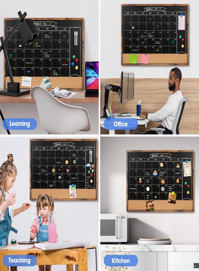 بورد 2 باي لوحة تقويم شهرية من Board2by مع لوحة فلين للجدار، مقاس 24 × 36 بوصة، لوحة تقويم مغناطيسية مدمجة مع لوحة طباشير، لوحة جدارية كبيرة متعددة الاستخدامات للمكاتب والمطابخ والمدارس والمنازل - Image 2