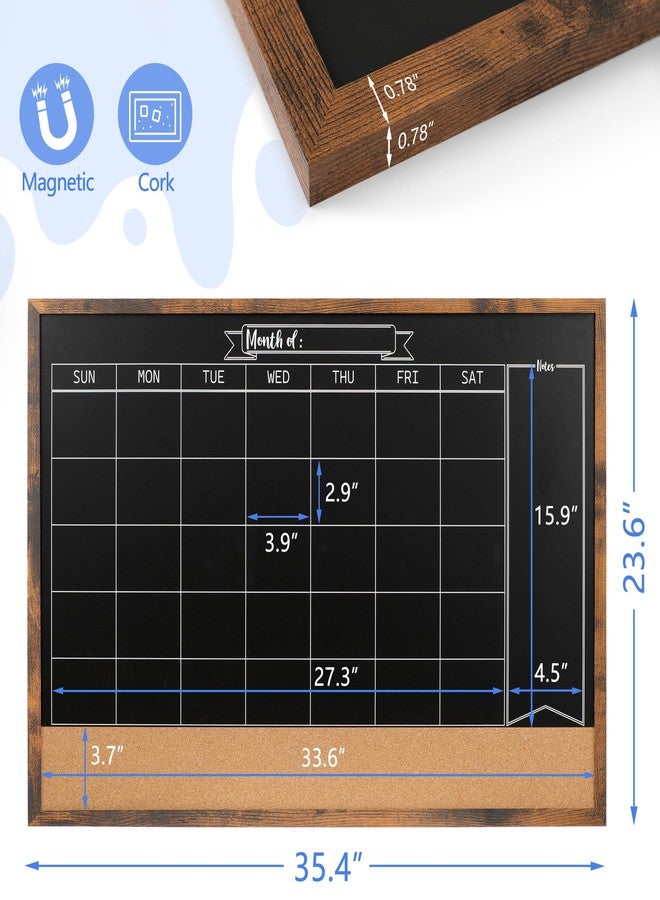 بورد 2 باي لوحة تقويم شهرية من Board2by مع لوحة فلين للجدار، مقاس 24 × 36 بوصة، لوحة تقويم مغناطيسية مدمجة مع لوحة طباشير، لوحة جدارية كبيرة متعددة الاستخدامات للمكاتب والمطابخ والمدارس والمنازل - Image 5