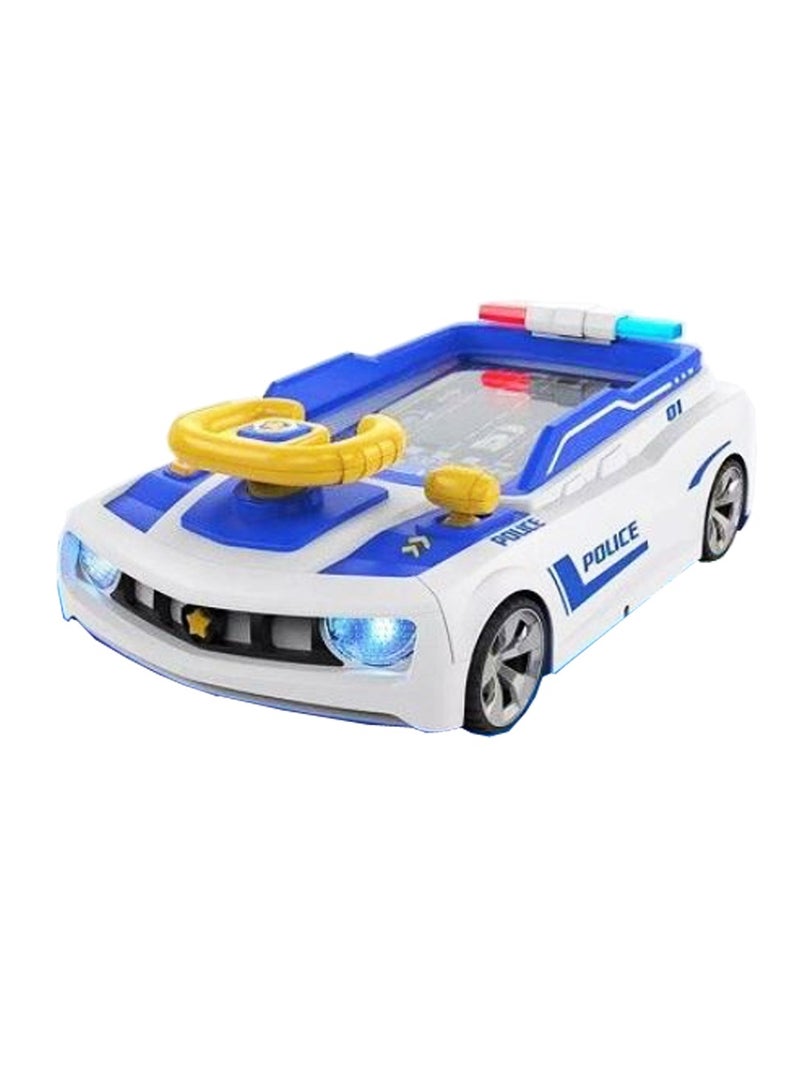 Wheel Toys for Kids- with Headlights & Realistic Vehicle Sound- Simulated Driving Racing Car Game for Kids- Police Theme (White & Blue)  - Image 1