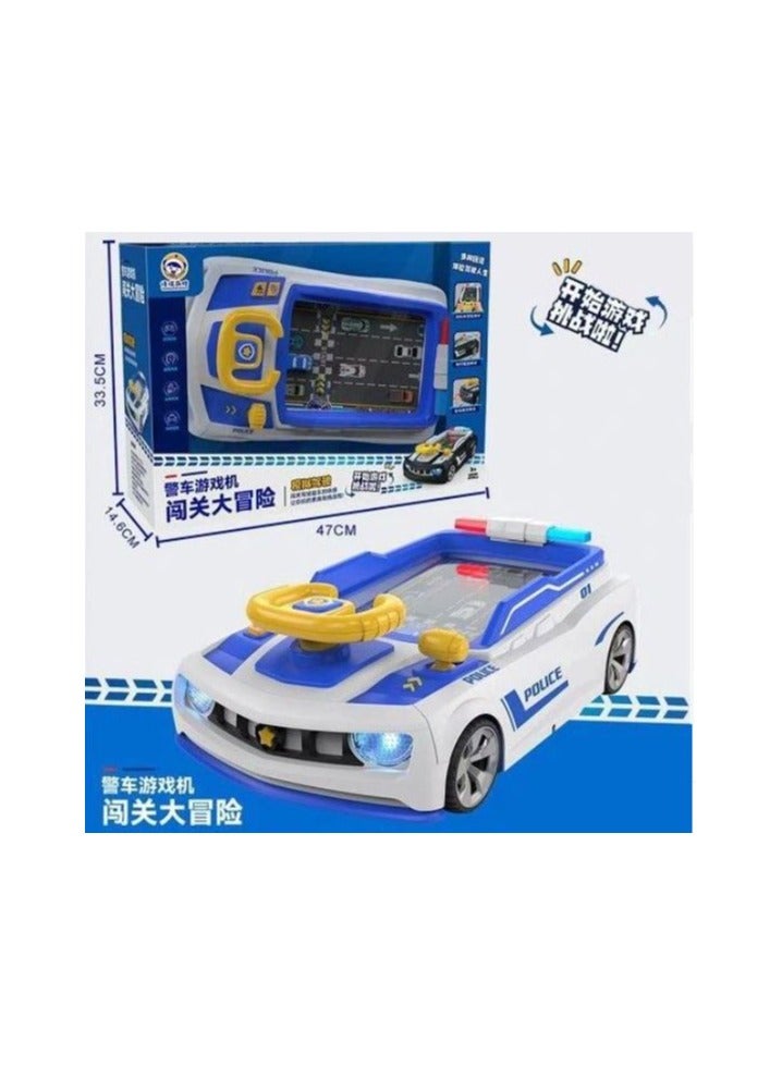 Wheel Toys for Kids- with Headlights & Realistic Vehicle Sound- Simulated Driving Racing Car Game for Kids- Police Theme (White & Blue)  - Image 3