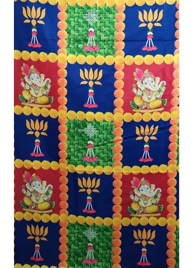 ZESTENTER ZestEnter Ganesh Backdrop for Pooja Decoration House Warming Functions Background Curtain for Pooja Decoration  - Image 3