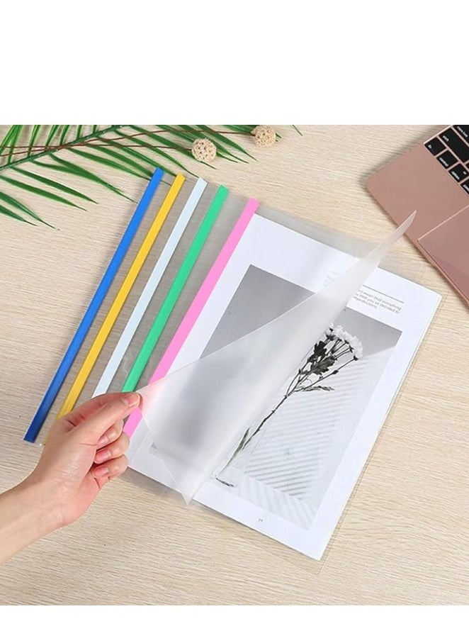 Libra Clear Report Covers A4 Size with Sliding Bars, 15mm Presentation File Folders Binder, 130 Sheet Capacity, for Homework Folder, Presentation Folder, File Folder, 5 Assorted Colors(20 Pack)  - Image 2