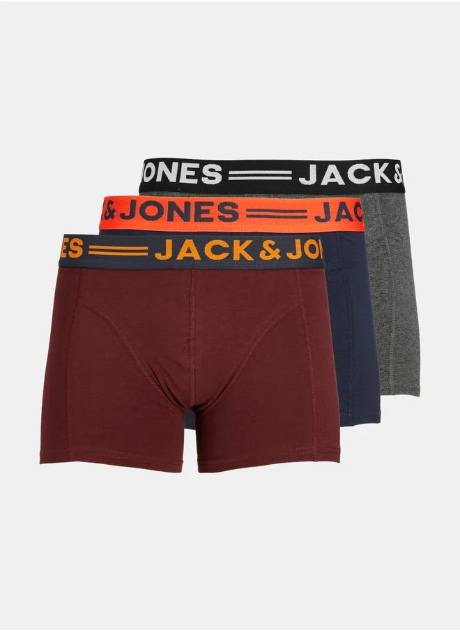 جاك اند جونز Pack of 3 - Lichfield Logo Detail Trunks