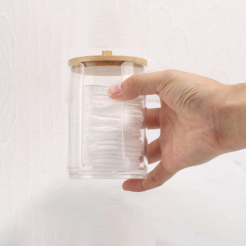Tearom Cotton Round Holder Cotton Swabs Holder Cotton Ball Holder Cotton Swabs Holder Bathroom Set Cotton Swabs Organizers and Storage Cotton Swab Dispenser for Cotton Swabs, Mouthwash Cups, Cotton Pads, - Image 4