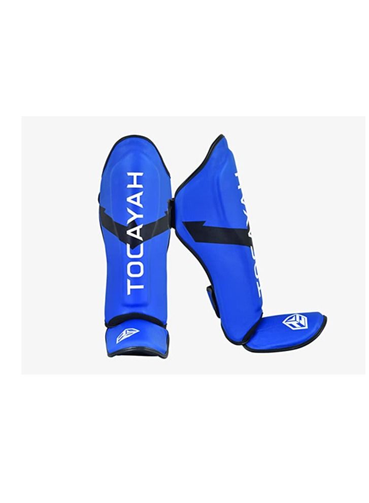 TOCAYAH Tocayah Classic Blue Shin Guard Boxing Training Safety Shin Guard | Protective Sleeves Leg Pad Boxing protective Gear Safety Shin Guards Martial Arts Boxing Gym Training And Football Leg Pads - Image 2