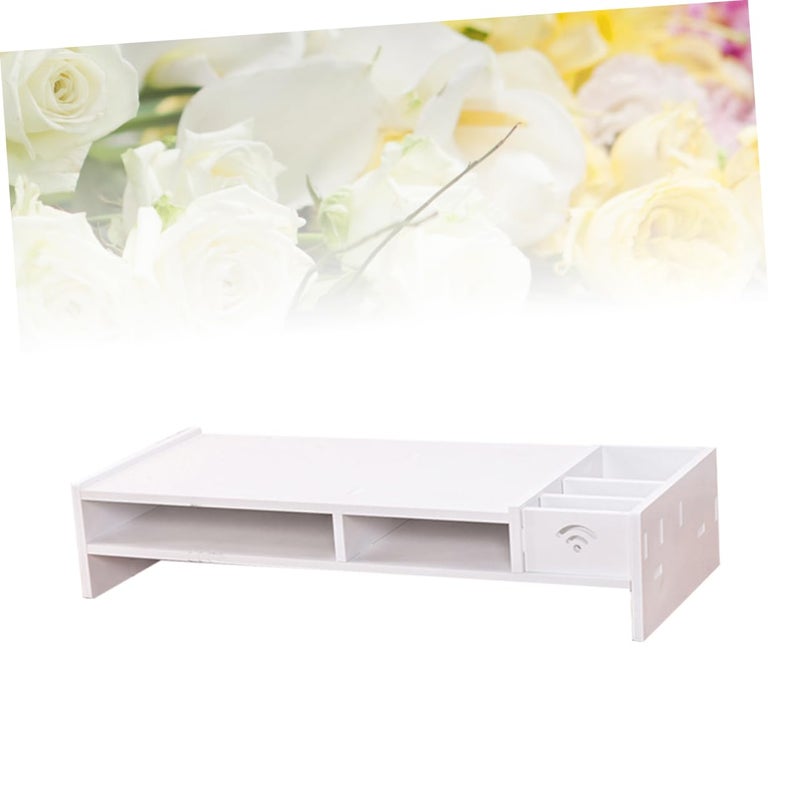White Laptop Stand Monitor Riser Computer Screen Shelf Eco Friendly Material Easy Install - Image 4