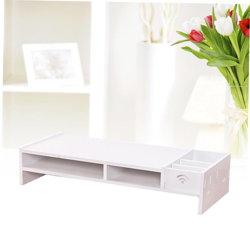 White Laptop Stand Monitor Riser Computer Screen Shelf Eco Friendly Material Easy Install - Image 5