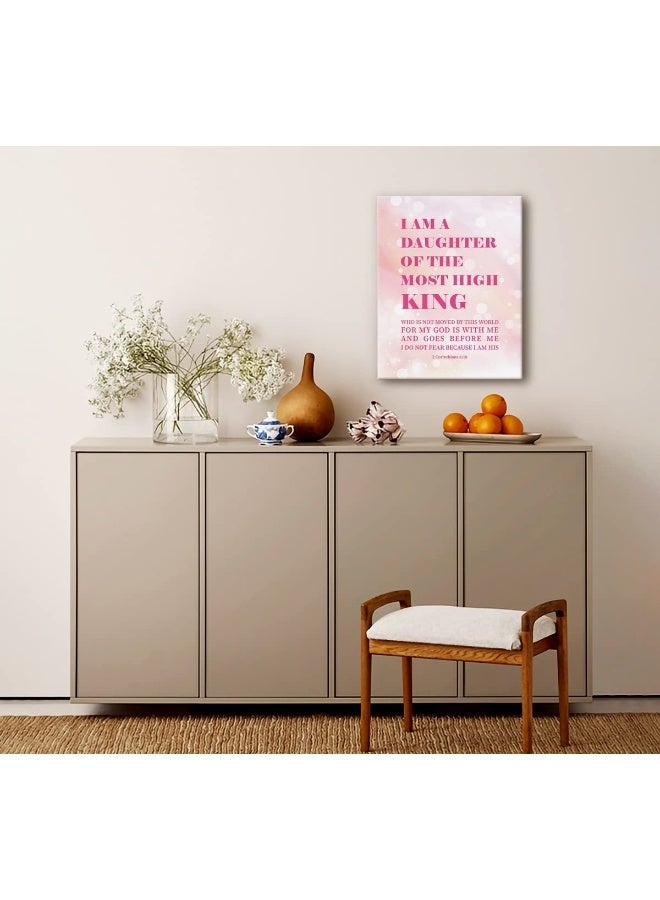 WKYAER Canvas Wall Art 2 Corinthians 6:18- I Am the Daughter of A King Inspirational Quote Scripture Sign - Image 2