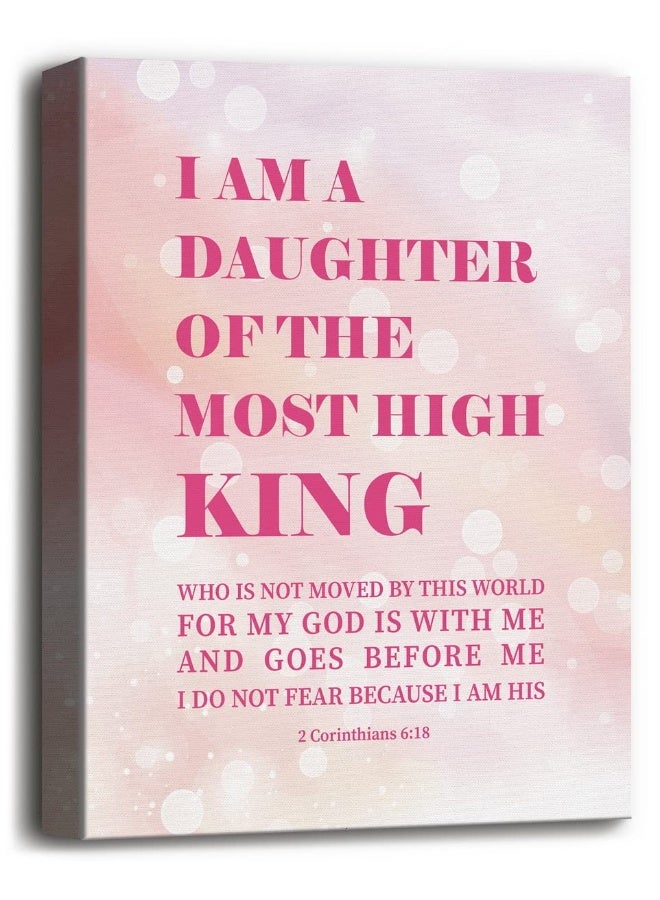 WKYAER Canvas Wall Art 2 Corinthians 6:18- I Am the Daughter of A King Inspirational Quote Scripture Sign - Image 1