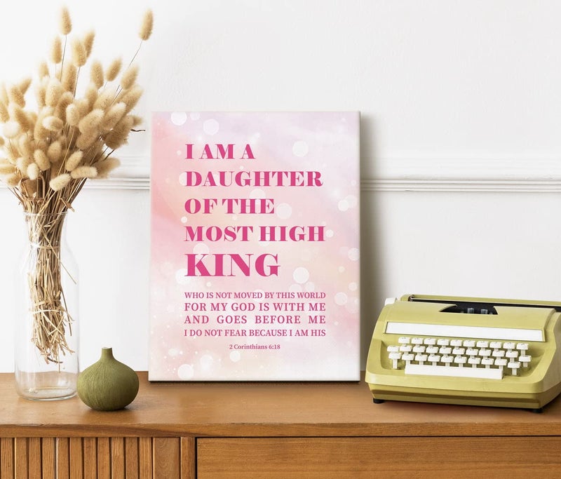 WKYAER Canvas Wall Art 2 Corinthians 6:18- I Am the Daughter of A King Inspirational Quote Scripture Sign - Image 4