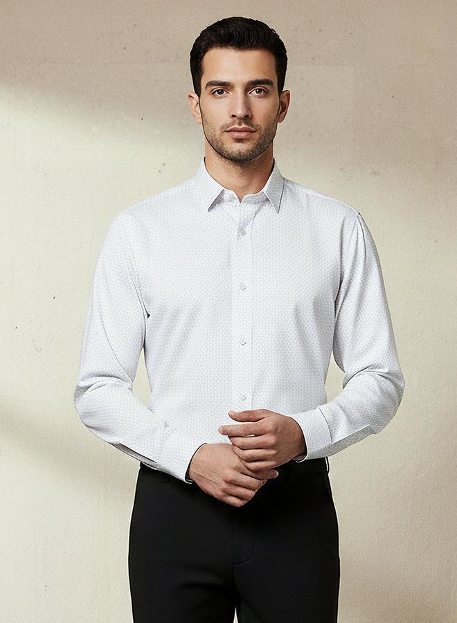 Splash FAV Men Slim Fit Collared Self Textured Printed Long Sleeves Shirt - Image 1