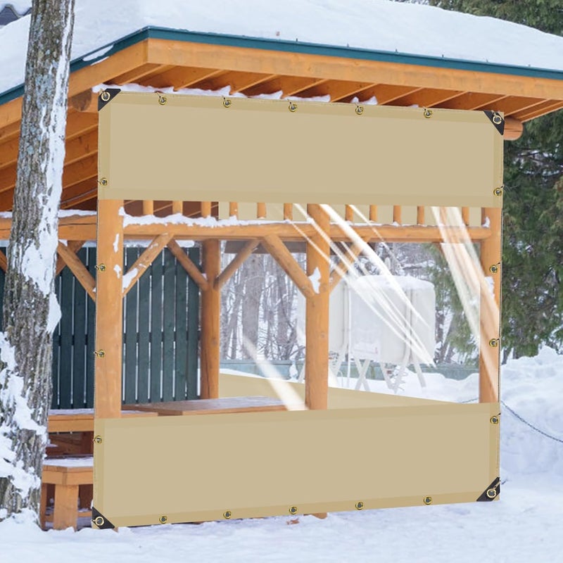 Big Gun Outdoor Vinyl Curtains for Patio Waterproof - 24 Oz Heavy Duty Porch Enclosure with Brass Grommets, Clear PVC Screen Panels Wind Blocker for Winter Outside 8x10ft Porch Balcony Pergola Gazebos - Image 5
