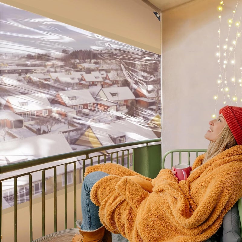 Big Gun Outdoor Vinyl Curtains for Patio Waterproof - 24 Oz Heavy Duty Porch Enclosure with Brass Grommets, Clear PVC Screen Panels Wind Blocker for Winter Outside 8x10ft Porch Balcony Pergola Gazebos - Image 4