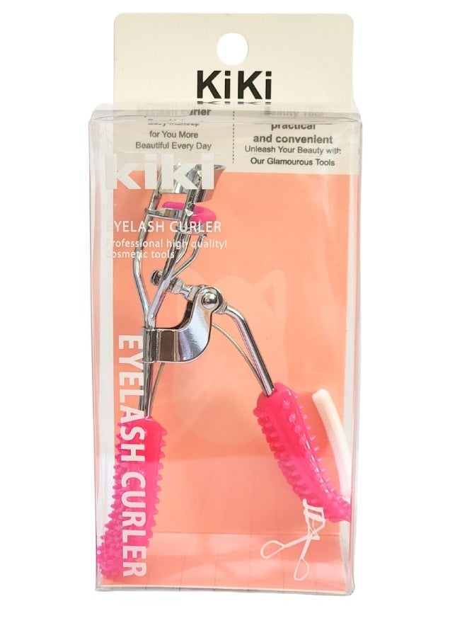 KIKI Eyelash Curler, No Squeezing or Pulling, Long Lasting Eyelash Curler Fits All Eye Shapes, Professional Eyelash Makeup Tool with 1pc Silicone Refill Pads (Fuchsia)  - Image 2