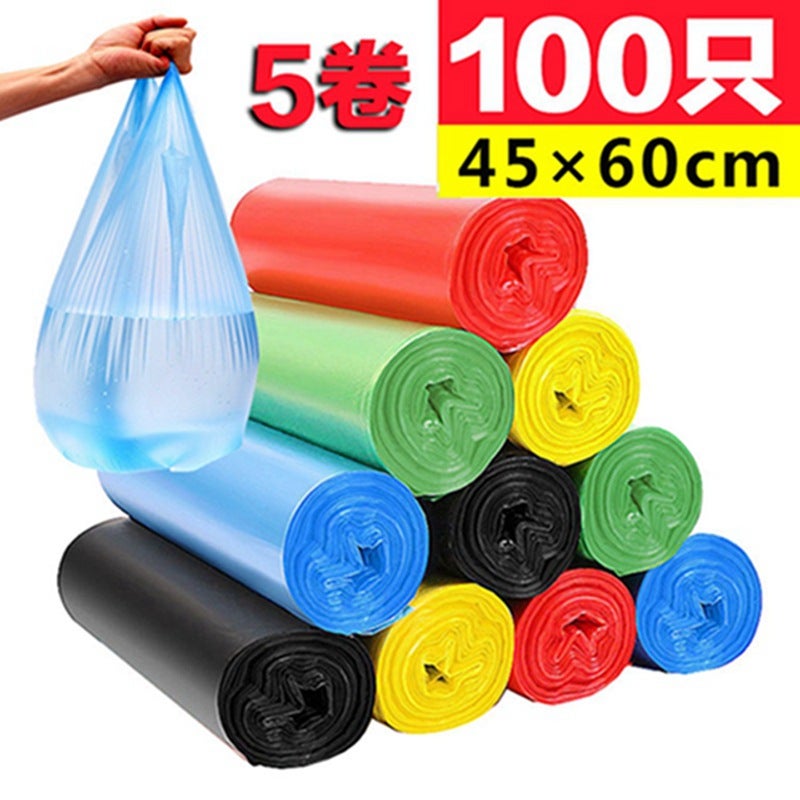 Factory Rolling Thickened Vest Portable Flat-Mouth Garbage Bag Black Color Kitchen Classification Plastic Bag Large - Image 1