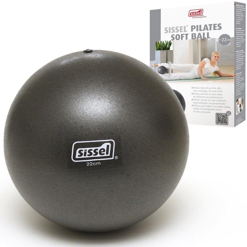 SISSEL Pilates Soft Ball Gray 85 in Phthalate LatexFree PVC for Deep Relaxation Muscle Strengthening 340 lbs Capacity Includes Exercise Guide - Image 2