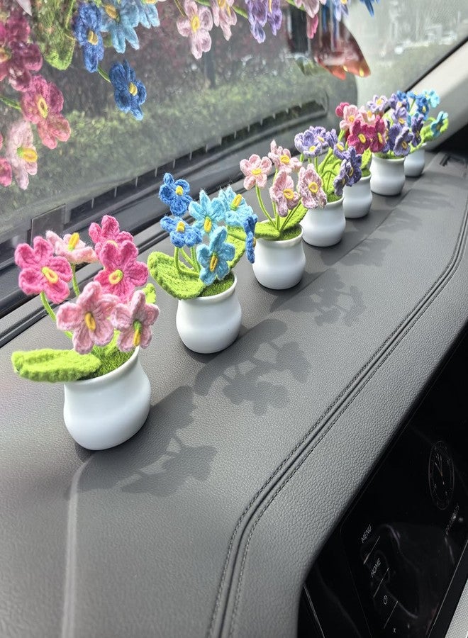 MofivKce Crochet Forget-Me-Not Potted Plants Handmade Artificial Flowers for Home Decor, Wedding, Birthday Gift for Friends and Family (Gradient Pink) - Image 5