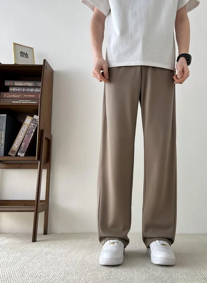 تايك تو Men Grey Wide Leg Trousers