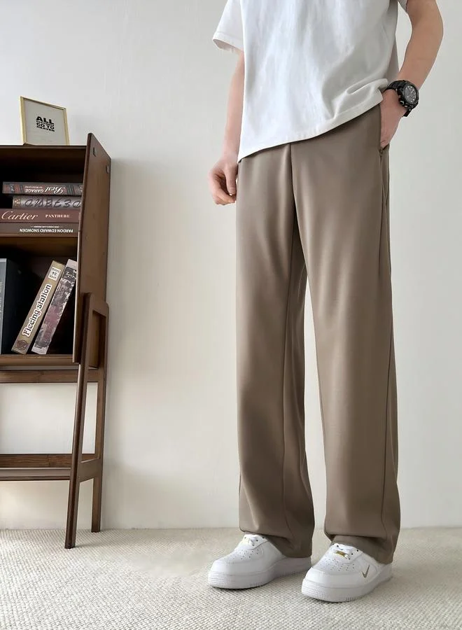 تايك تو Men Grey Wide Leg Trousers