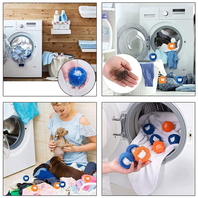 VBQFDPH 10 Pcs Box-Packed Pet Hair Remover for Laundry, Laundry Pet Hair Catcher, Washing Machine Hair Catcher, Washing Balls Dryer Balls for Clothing Dog Cat Pet Fur Remover（Orange+Blue） - Image 5