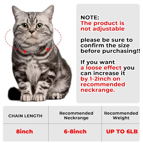 Amabro Cat Chain Collar, Diamond Cuban Link Kitten Walking Collar with Secure Buckle 12mm Wide Pet Rhinestones Necklace Metal Chain Jewelry Accessories for Cats Dogs Kittens Puppies 8inch(Gold) - Image 2