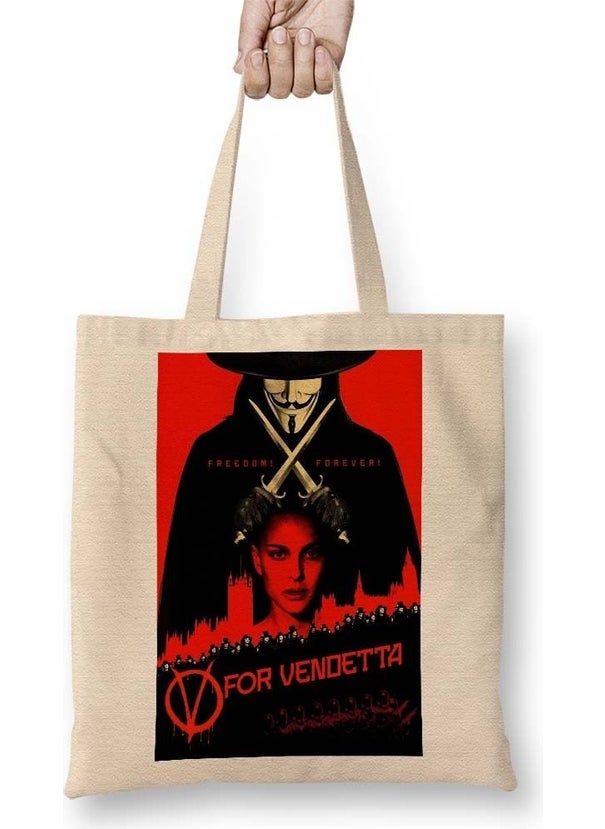 Print Shop V For Vendetta Freedom Tote Bag Long Handle