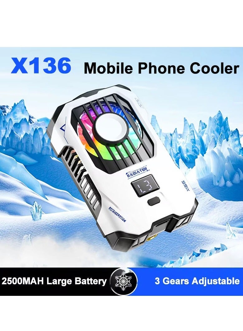 Loquat X136 Mobile Phone Cooler with 2500mAh Battery – 3-Speed Adjustable Semiconductor Cooling Fan Radiator for iPhone, Android, PUBG Gaming, and More - Image 1