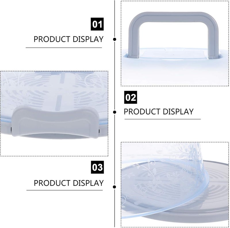 comfrt Blue Round Cake Box Carrier Plastic Muffin Pie Carrying Box Bakery Dessert Container Holder with Handle Snap Cake Box Keeper 25X25X13CM - Image 5