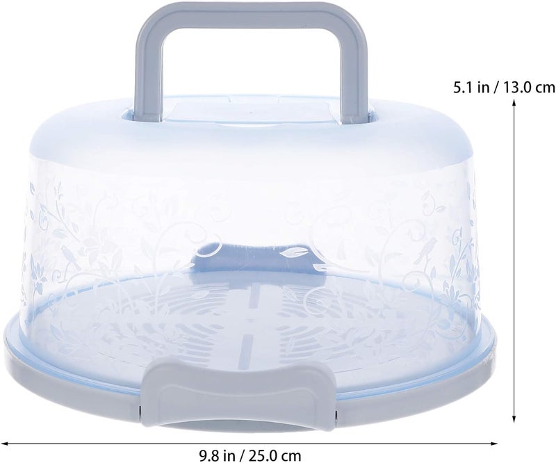 comfrt Blue Round Cake Box Carrier Plastic Muffin Pie Carrying Box Bakery Dessert Container Holder with Handle Snap Cake Box Keeper 25X25X13CM - Image 2