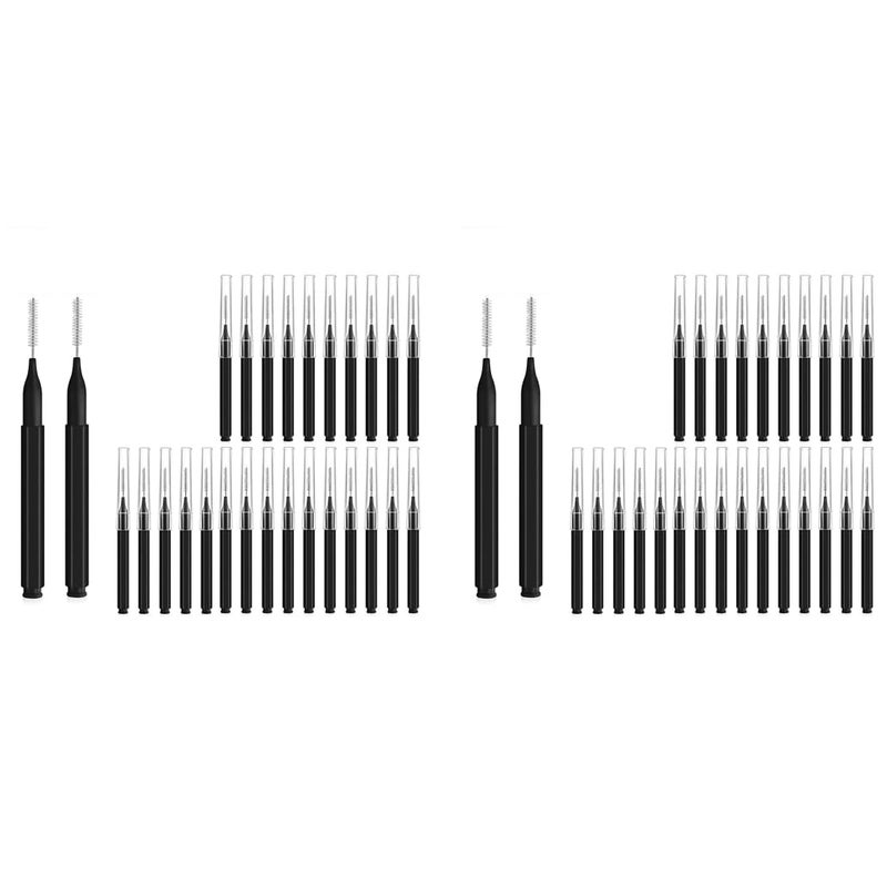 HANNEA® 25PCS Braces Brush For Cleaner Interdental 2.5mm Toothpick Dental Flossing Head Oral Hygiene Flosser Cleaners Cleaning Tool Black Manual Adult - Image 1