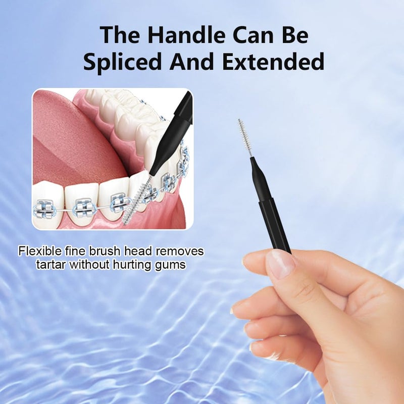HANNEA® 25PCS Braces Brush For Cleaner Interdental 2.5mm Toothpick Dental Flossing Head Oral Hygiene Flosser Cleaners Cleaning Tool Black Manual Adult - Image 3