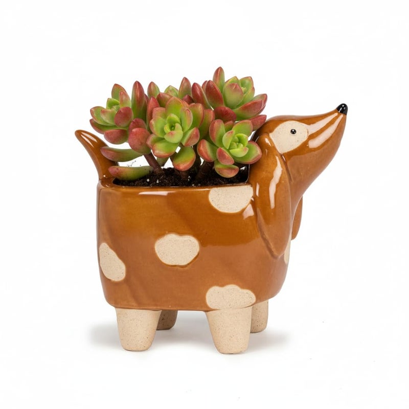 Abbott Collection Ceramic Dog on Legs Planter - Brown, Small (4" H) - Image 4