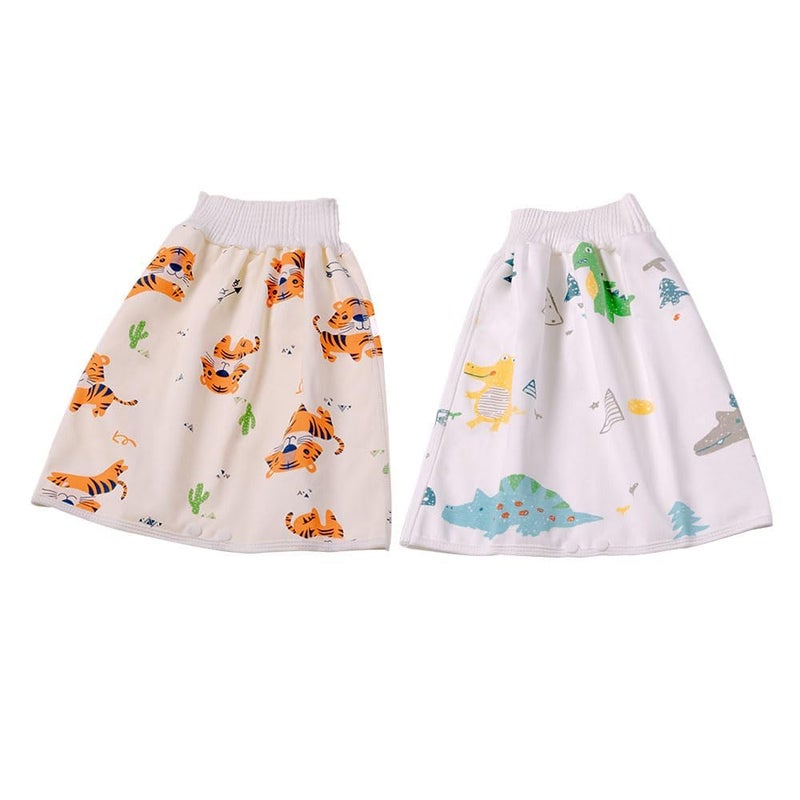 JZS Diaper Skirt Short, 2 in 1 for Kids, Diaper Skirt Potty Training for Toddlers, Anti Bed-Wetting Washable Reusable Cotton Bamboo Fiber Waterproof Bed Clothes - Image 1