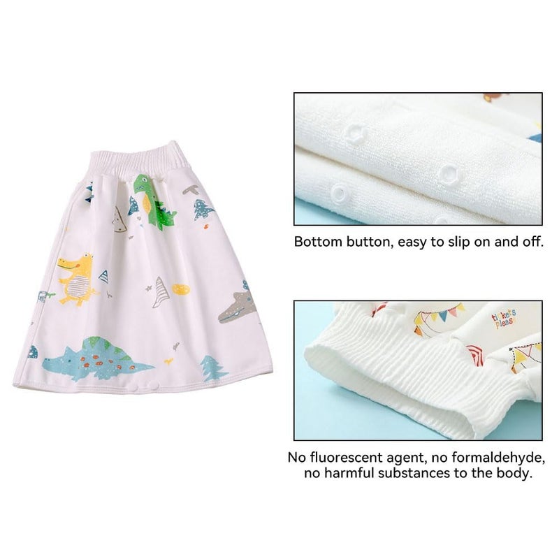 JZS Diaper Skirt Short, 2 in 1 for Kids, Diaper Skirt Potty Training for Toddlers, Anti Bed-Wetting Washable Reusable Cotton Bamboo Fiber Waterproof Bed Clothes - Image 3