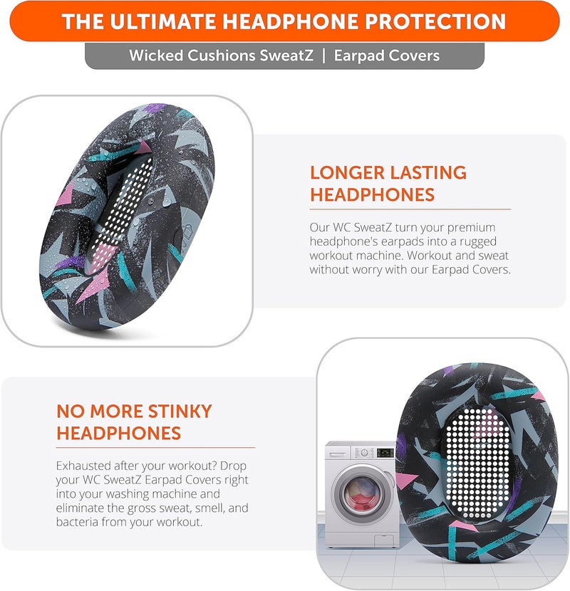 WC غطاء أذن واقٍ لسماعات الرأس SweatZ XM5 لسماعات Sony WH1000XM5 من | متوافق فقط مع سماعات Sony XM5 فوق الأذن | مقاوم للعرق وسهل الغسل | أسود التسعينات - Image 4
