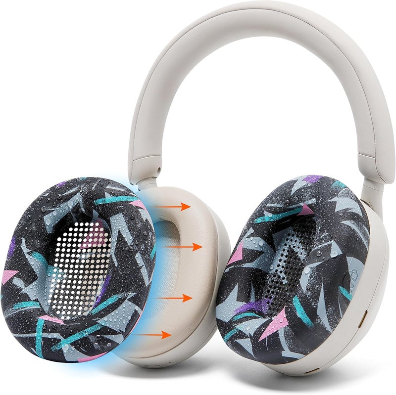 WC غطاء أذن واقٍ لسماعات الرأس SweatZ XM5 لسماعات Sony WH1000XM5 من | متوافق فقط مع سماعات Sony XM5 فوق الأذن | مقاوم للعرق وسهل الغسل | أسود التسعينات - Image 1
