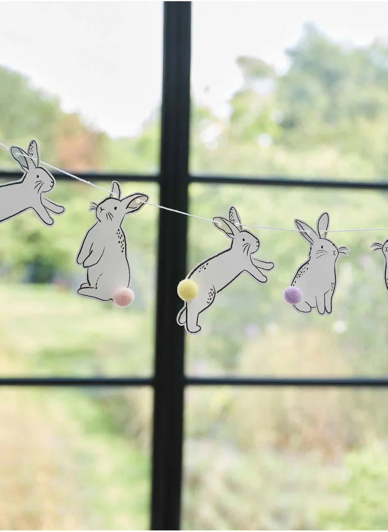 Ginger Ray Easter Bunting - Card Bunnies with Pom Pom Tails