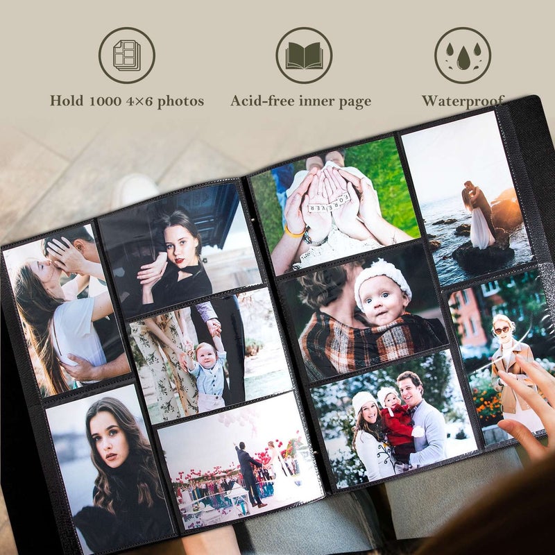 Lanpn Photo Album 4x6 1000 Pockets, Extra Large Capacity Linen Cover Picture Albums Holds 1000 Horizontal and Vertical Photos Red - Image 4