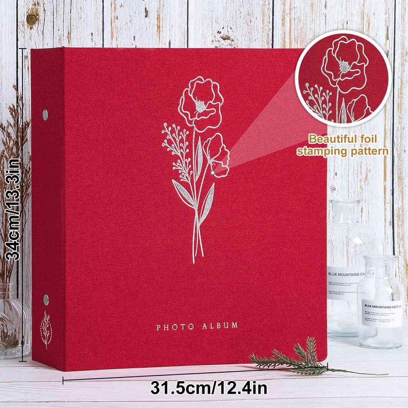 Lanpn Photo Album 4x6 1000 Pockets, Extra Large Capacity Linen Cover Picture Albums Holds 1000 Horizontal and Vertical Photos Red - Image 2