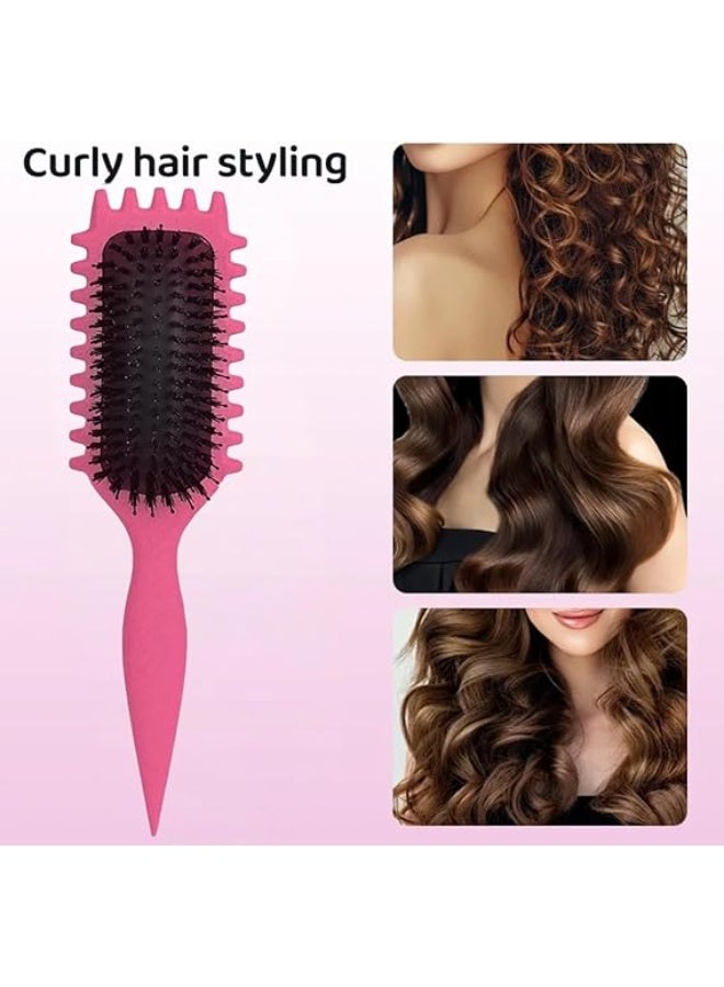 فرشاة تحديد التجعيدات 3 في 1، فرشاة تصفيف الشعر المجعد، تقلل من السحب والفصل المجعد، فرشاة تحديد تموجات الشعر، تشكيل وتحديد التجعيدات متعدد الالوان - Image 2