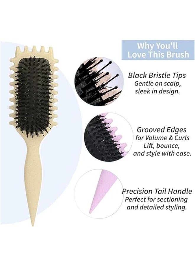 فرشاة تحديد التجعيدات 3 في 1، فرشاة تصفيف الشعر المجعد، تقلل من السحب والفصل المجعد، فرشاة تحديد تموجات الشعر، تشكيل وتحديد التجعيدات متعدد الالوان - Image 3