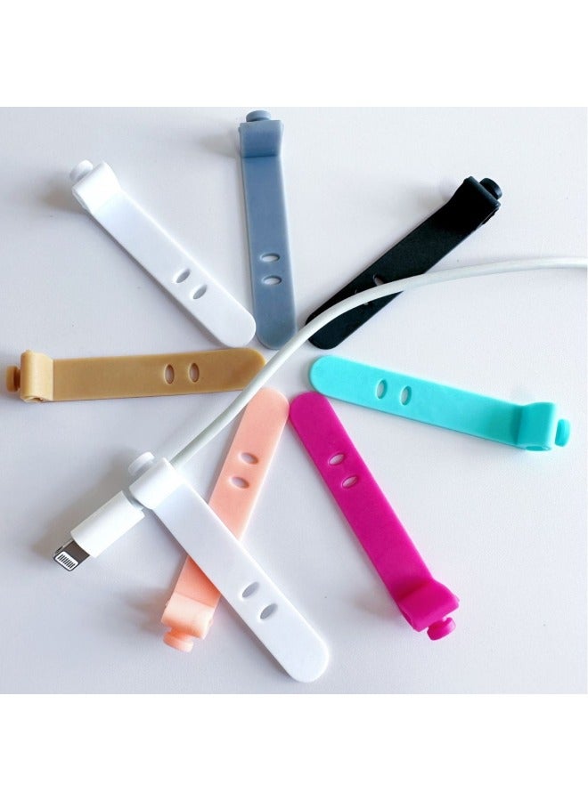 Loquat 2 Holes 3 Holes Data Cable Tie Earphone Bundle Storage Belt Silicone Tie Charging Cable Winding Cable Tie Cable Tape-Color:Sky Blue (3 Holes 80mm Flat Buckle Head) - Image 2