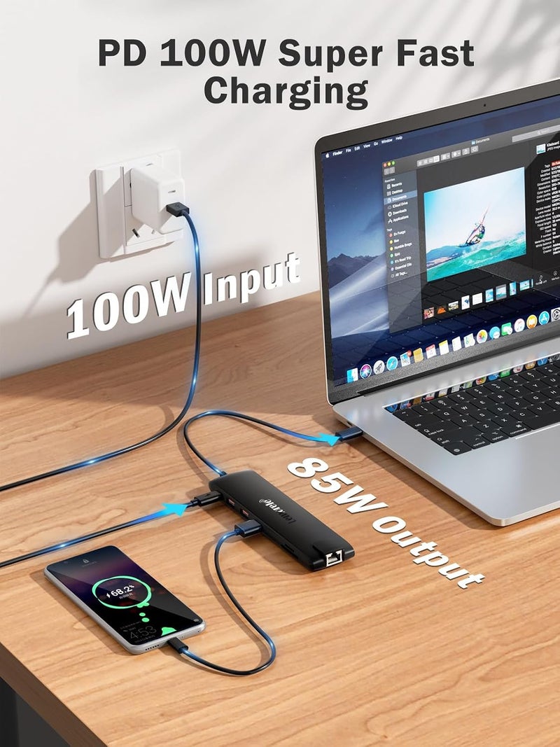 ليموريلي ليمورل موزع USB C 13 في 1، قاعدة شحن لابتوب ثلاثية الشاشة مع منافذ 3 × 10 جيجابايت في الثانية - Image 4