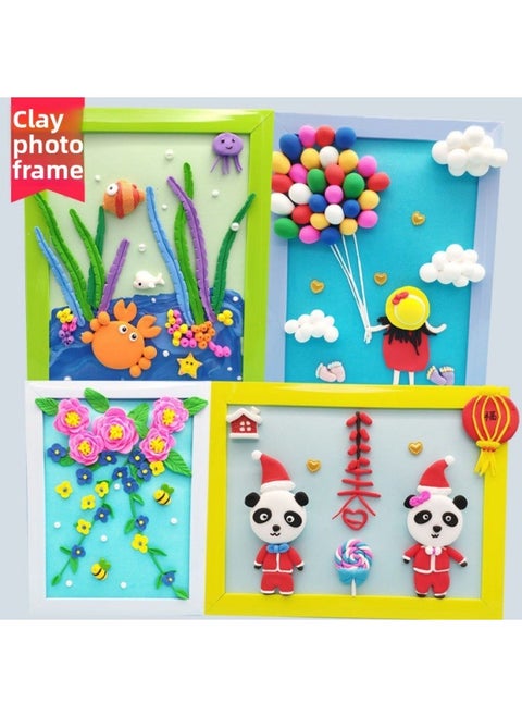 Clay Photo Frame Light Material Package Kindergarten Creative Art Handmade DIY Colored Clay Three-dimensional Painting Parent-child Activity Wholesale-Color:Sleeping Puppy [full Package]]-Specifications:Default * *