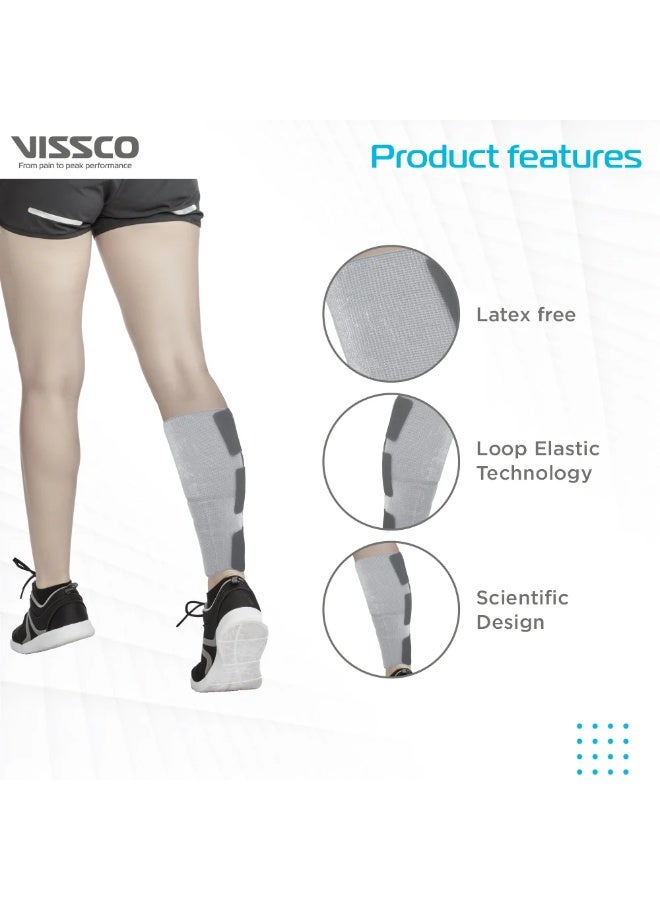 VISSCO Loop Elastic Calf Support | Provides Mild Compression to Relieve Calf Pain | Color - Grey (Single Piece) XXL - Image 5