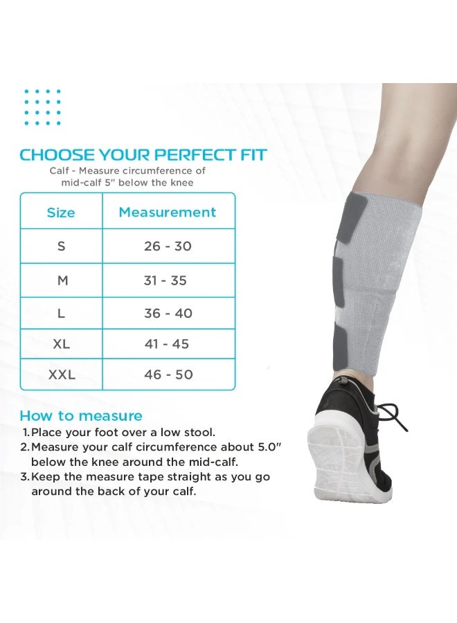 VISSCO Loop Elastic Calf Support | Provides Mild Compression to Relieve Calf Pain | Color - Grey (Single Piece) XXL - Image 3