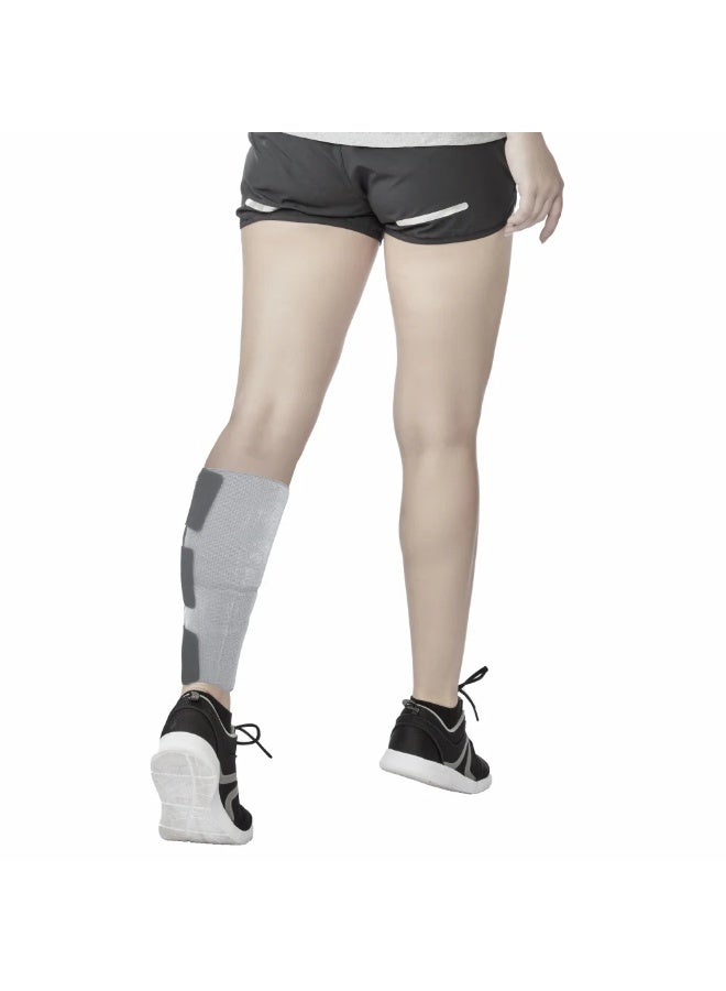VISSCO Loop Elastic Calf Support | Provides Mild Compression to Relieve Calf Pain | Color - Grey (Single Piece) XXL - Image 2